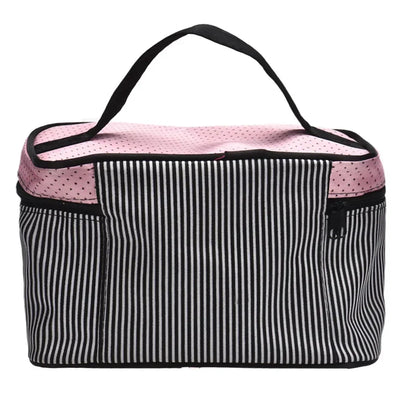 Trousse de maquillage à rayures pour femmes, trousse de maquillage, trousse de rangement pour produits cosmétiques, soutien-gorge de beauté, trousse de toilette