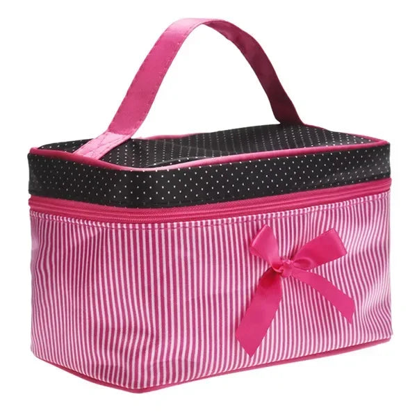 Trousse de maquillage à rayures pour femmes, trousse de maquillage, trousse de rangement pour produits cosmétiques, soutien-gorge de beauté, trousse de toilette