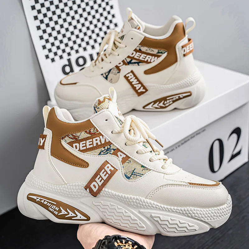 Chaussures montantes décontractées pour hommes quatre saisons semelle souple antidérapante confort chaussures de marche en plein air mode jeunesse Joker baskets à semelle épaisse