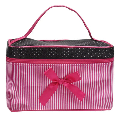 Trousse de maquillage à rayures pour femmes, trousse de maquillage, trousse de rangement pour produits cosmétiques, soutien-gorge de beauté, trousse de toilette