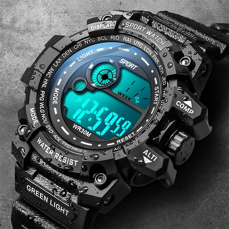 Montres numériques à LED pour hommes, mode Shoous, sport, étanche, date, armée, militaire, horloge, nouveau