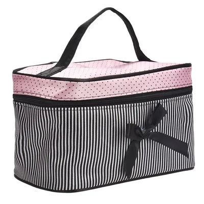 Trousse de maquillage à rayures pour femmes, trousse de maquillage, trousse de rangement pour produits cosmétiques, soutien-gorge de beauté, trousse de toilette