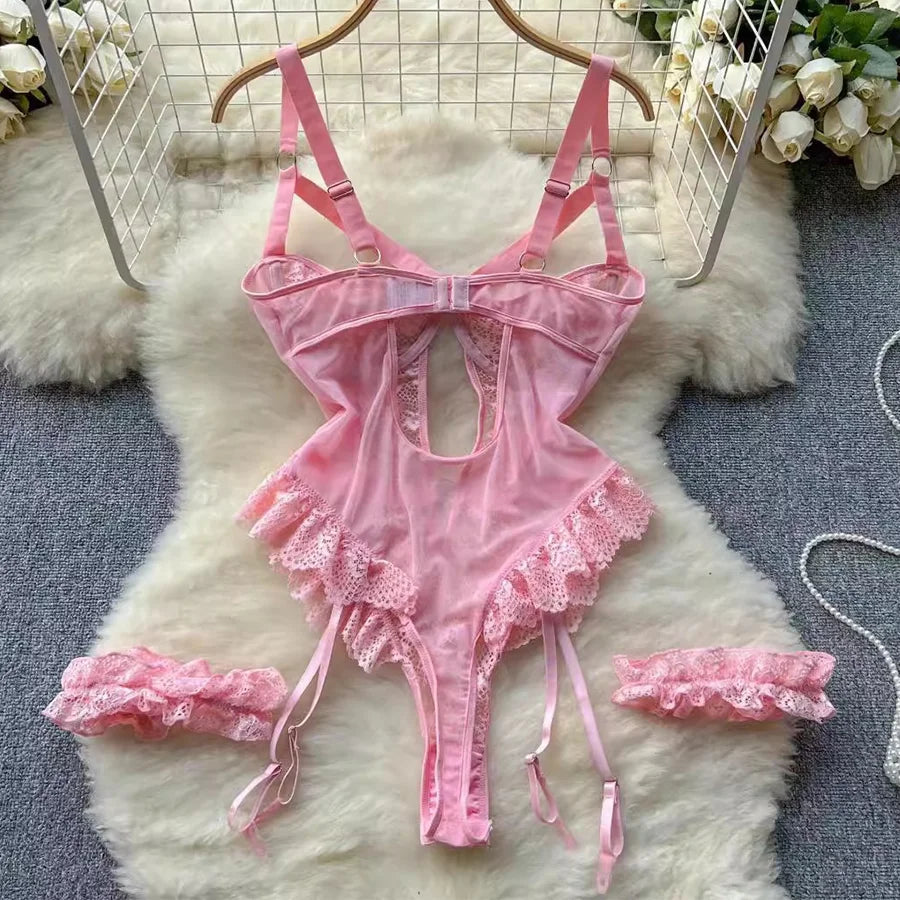 Sous-vêtements érotiques ensembles de soutiens-gorge pour femmes dentelle jarretière Lingerie intimes 2025 soutien-gorge à armatures et culotte tongs dames ensemble de sous-vêtements