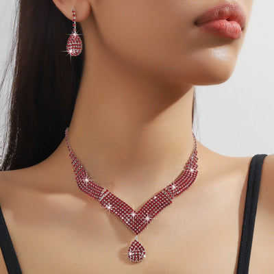 Strass à la mode, gouttelettes d'eau, colliers, boucles d'oreilles, ensembles de bijoux, accessoires de mariage pour femmes, 3 pièces