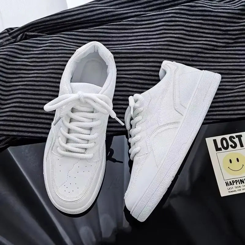 Chaussures de sport pour hommes, à la mode et luxueuses, couleur unie, bout rond, fond plat, semelle épaisse, confortables, nouvelle collection