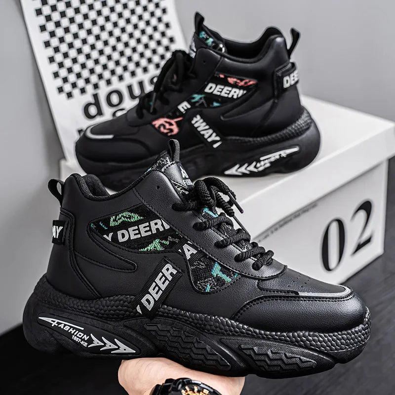 Chaussures montantes décontractées pour hommes quatre saisons semelle souple antidérapante confort chaussures de marche en plein air mode jeunesse Joker baskets à semelle épaisse