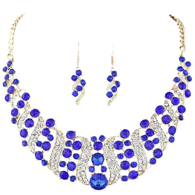 Ensemble de bijoux de mariage romantique 2 pièces/ensemble, ensemble de bijoux de mariée en cristal brillant, collier et boucles d'oreilles pour dames