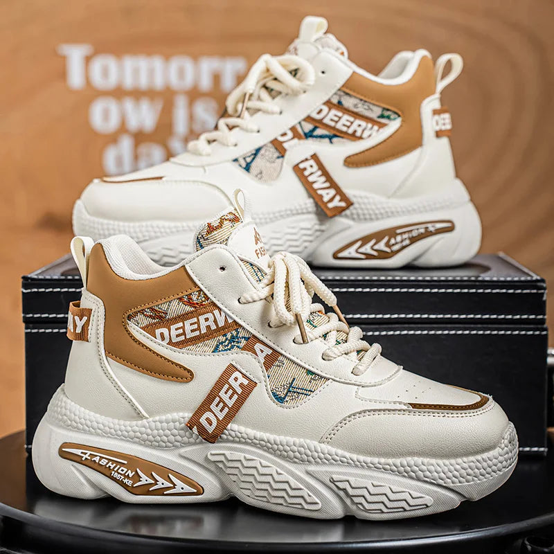 Chaussures montantes décontractées pour hommes quatre saisons semelle souple antidérapante confort chaussures de marche en plein air mode jeunesse Joker baskets à semelle épaisse